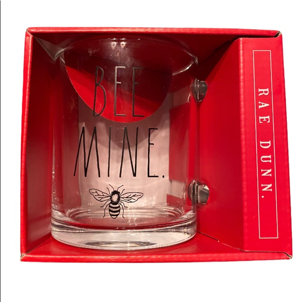 Rae Dunn 18 oz glass mug Valentines Edition